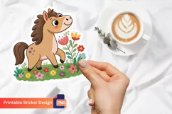 Cute Horse Flowers Sticker, Floral Horse Decals, Horse Lover Product Image 1