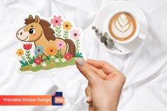 Cute Horse Flowers Sticker, Floral Horse Decals, Horse Lover Product Image 1