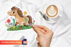 Cute Horse Flowers Sticker, Floral Horse Decals, Horse Lover Product Image 1