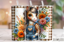 Horse Tumbler Wrap, Cute Horse Tumbler PNG, Western Tumbler Product Image 1