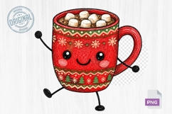 Cute Hot Cocoa Mug Christmas Doodle PNG Clipart Printable Product Image 1
