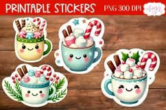 Cute hot cocoa stickers for Print and Cut, Christmas sticker Product Image 1