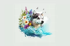 Cute Husky | Cute Husky Watercolor | Husky dog illustration Product Image 3