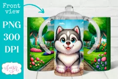 Cute Husky sippy cup sublimation PNG, Dog 12oz Kids tumbler Product Image 1