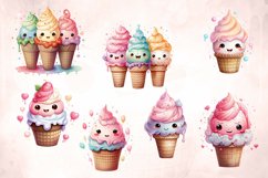 Cute Ice Cream Watercolor Clipart Product Image 2
