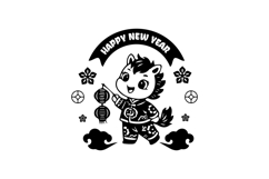 Cute illustration lunar new year horse chinese zodiac sign Product Image 1