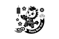Cute illustration lunar new year horse chinese zodiac sign Product Image 1