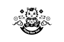 Cute illustration lunar new year horse chinese zodiac sign Product Image 1