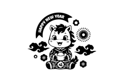 Cute illustration lunar new year horse chinese zodiac sign Product Image 1