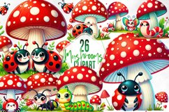 Cute Insects Mushroom Clipart Product Image 1