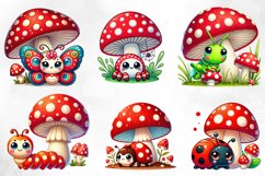 Cute Insects Mushroom Clipart Product Image 2
