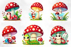 Cute Insects Mushroom Clipart Product Image 3