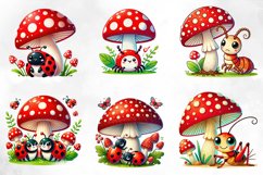 Cute Insects Mushroom Clipart Product Image 4