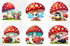 Cute Insects Mushroom Clipart Product Image 5