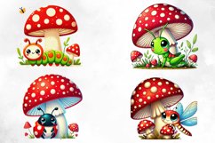 Cute Insects Mushroom Clipart Product Image 6