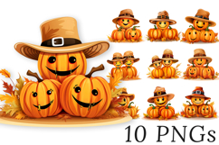 Cute Farmhouse Jack O’Lantern PNG Bundle 10 Designs Product Image 1