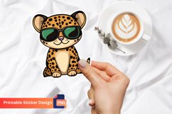 Cute Jaguar with Sunglasses Sticker, Funny Cartoon Sticker Product Image 1