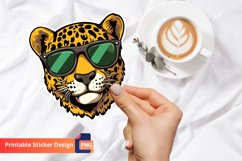 Cute Jaguar with Sunglasses Sticker, Funny Cartoon Sticker Product Image 1