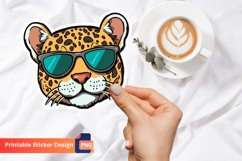 Cute Jaguar with Sunglasses Sticker, Funny Cartoon Sticker Product Image 1