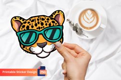 Cute Jaguar with Sunglasses Sticker, Funny Cartoon Sticker Product Image 1