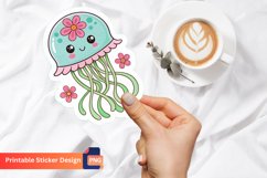 Cute Jellyfish With Flower Sticker, Ocean Animal Sticker Product Image 1