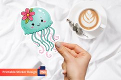 Cute Jellyfish With Flower Sticker, Ocean Animal Sticker Product Image 1