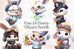 Cute Job Bunny Clipart Bundle Sublimation Product Image 1
