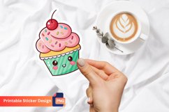 Cute Kawaii Cupcake Sticker, Kawaii Dessert Sticker Product Image 1