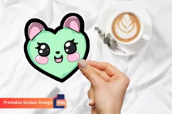 Cute Kawaii Heart Sticker, Kawaii Smiling Heart Sticker Product Image 1