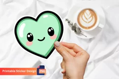 Cute Kawaii Heart Sticker, Kawaii Smiling Heart Sticker Product Image 1
