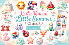 Cute Kawaii Little Summer Clipart PNG Product Image 1