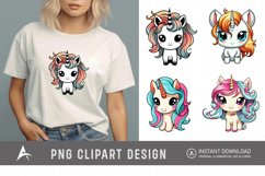 Watercolor Cute Kawaii Unicorn Clipart Product Image 1