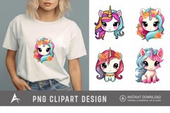 Watercolor Cute Kawaii Unicorn Clipart Product Image 1