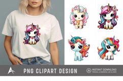 Watercolor Cute Kawaii Unicorn Clipart Product Image 1