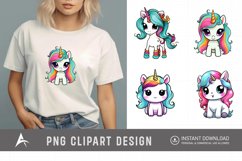 Watercolor Cute Kawaii Unicorn Clipart Product Image 1