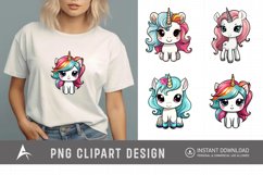 Watercolor Cute Kawaii Unicorn Clipart Product Image 1