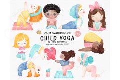 Cute Playful Kid Doing Yoga. Pastel Watercolor Whimsical Product Image 1