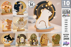 Cute Kids Night Light Stands Laser Cut Bundle | Table Lamps Product Image 1