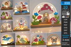 Kids Night Light Laser Cut Bundle| 3D Bedroom Table Lamp SVG Product Image 1