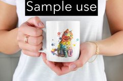 Cute Kitten Color Drip Watercolor - Sublimation - Digital Product Image 2