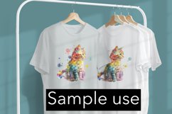 Cute Kitten Color Drip Watercolor - Sublimation - Digital Product Image 3