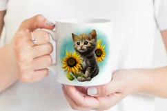 Kitten With Sunflower Sublimation | Cute Kitten PNG Product Image 2