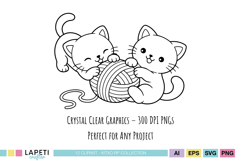 cute kitten outline graphics for planners and stickers
