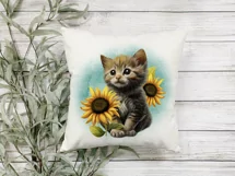 Kitten With Sunflower Sublimation | Cute Kitten PNG Product Image 3