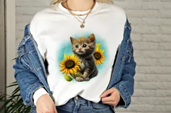 Kitten With Sunflower Sublimation | Cute Kitten PNG Product Image 4