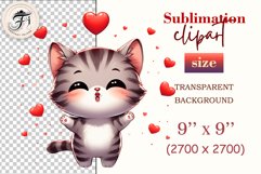 Download this cute kitten sublimation clipart, featuring an adorable white cat blowing a kiss! Perfect for Valentine’s Day gifts, T-shirts, mugs, greeting cards, scrapbooking, and more. High-quality PNG with a transparent background. Get yours today!