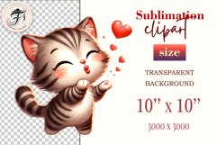 Download this cute kitten sublimation clipart, featuring an adorable white cat blowing a kiss! Perfect for Valentine’s Day gifts, T-shirts, mugs, greeting cards, scrapbooking, and more. High-quality PNG with a transparent background. Get yours today!