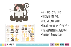 cute kitty illustrations for crafts and stickers