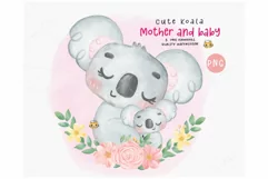 Cute Koala Mother and Baby Watercolor clipart Product Image 1