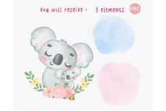 Cute Koala Mother and Baby Watercolor clipart Product Image 2